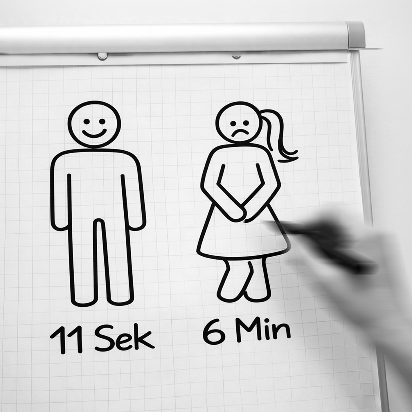 Im Schnitt dauert ein Toilettengang rund 6 Min, verglichen mit 11 Sekunden am Urinal.